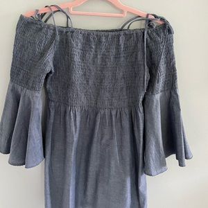 Off the Shoulder Tied Denim Dress